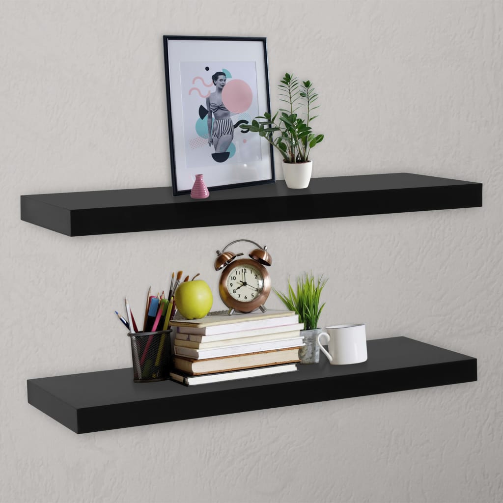 Kelluvat seinähyllyt 2 kpl musta 120x20x3,8 cm - Sisustajankoti.fi