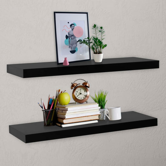 Kelluvat seinähyllyt 2 kpl musta 120x20x3,8 cm - Sisustajankoti.fi