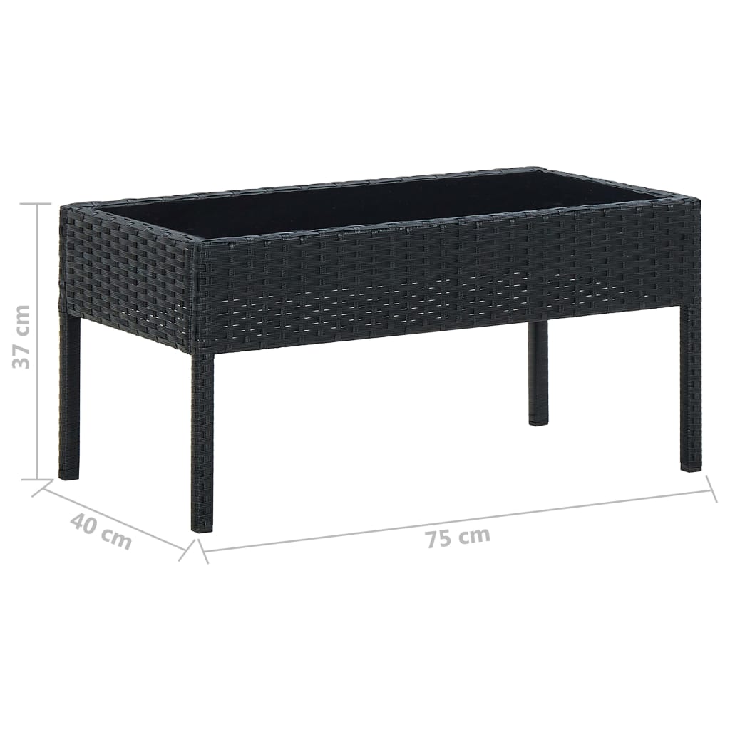 Puutarhapöytä musta 75x40x37 cm polyrottinki - Sisustajankoti.fi