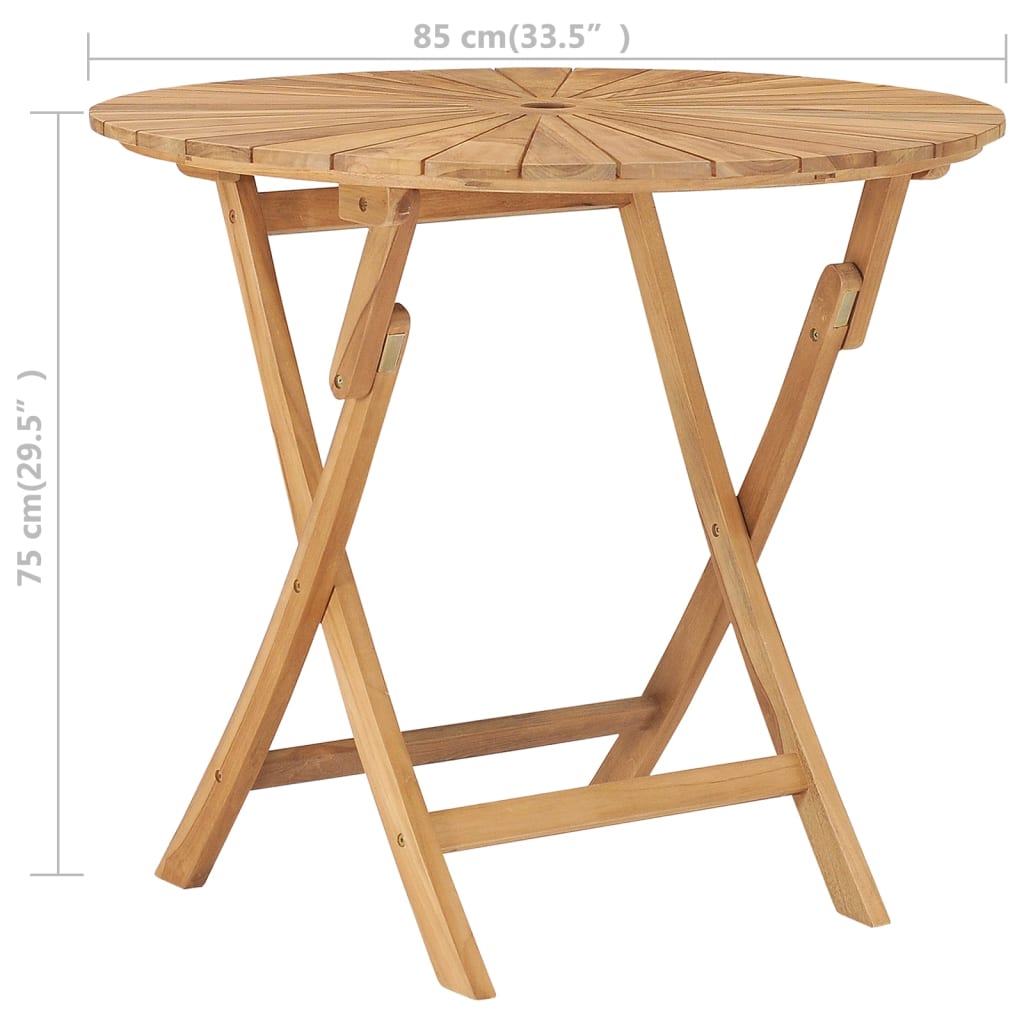 Kokoontaitettava puutarhapöytä Ø 85 cm täysi tiikki - Sisustajankoti.fi