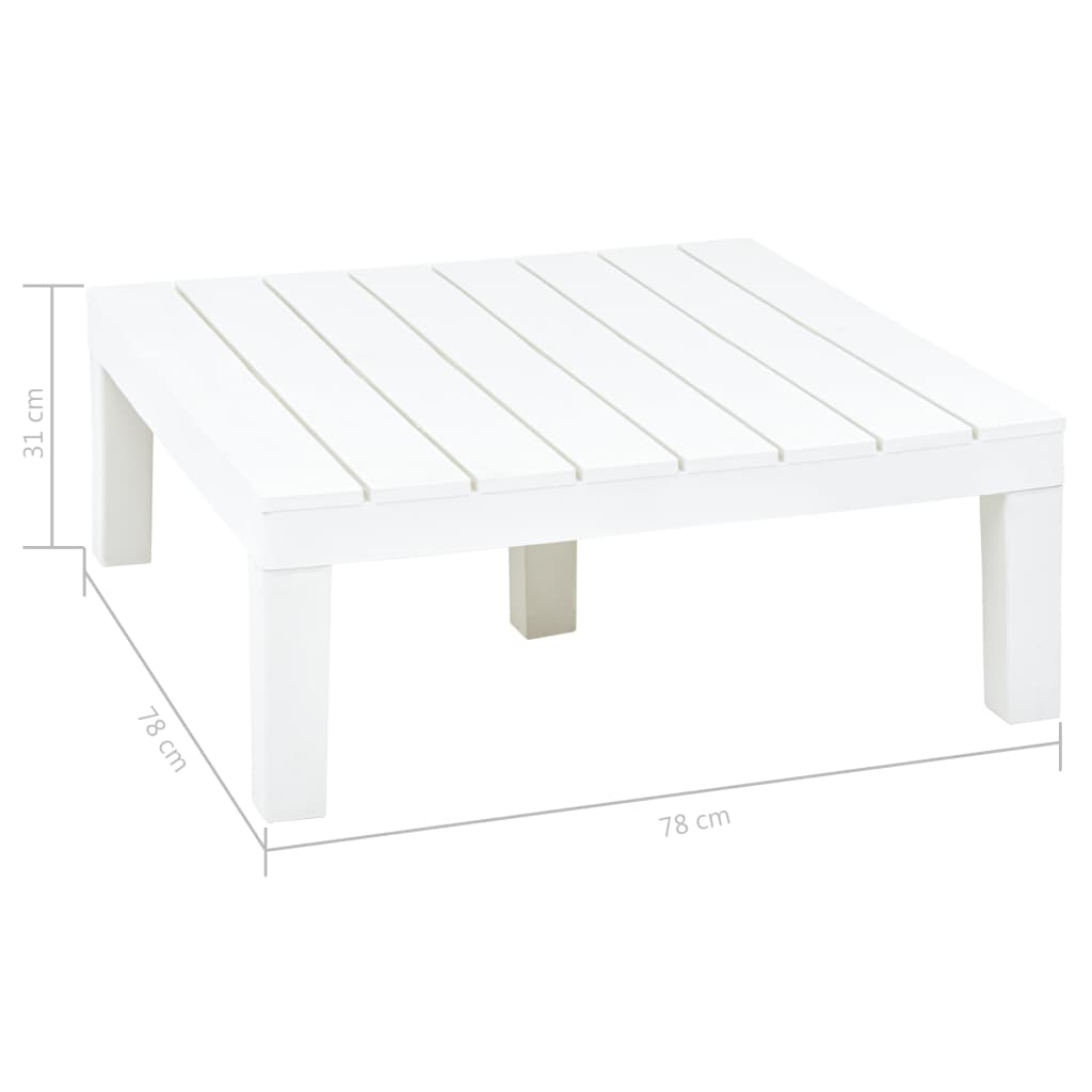 Puutarhapöytä valkoinen 78x78x31 cm muovi - Sisustajankoti.fi