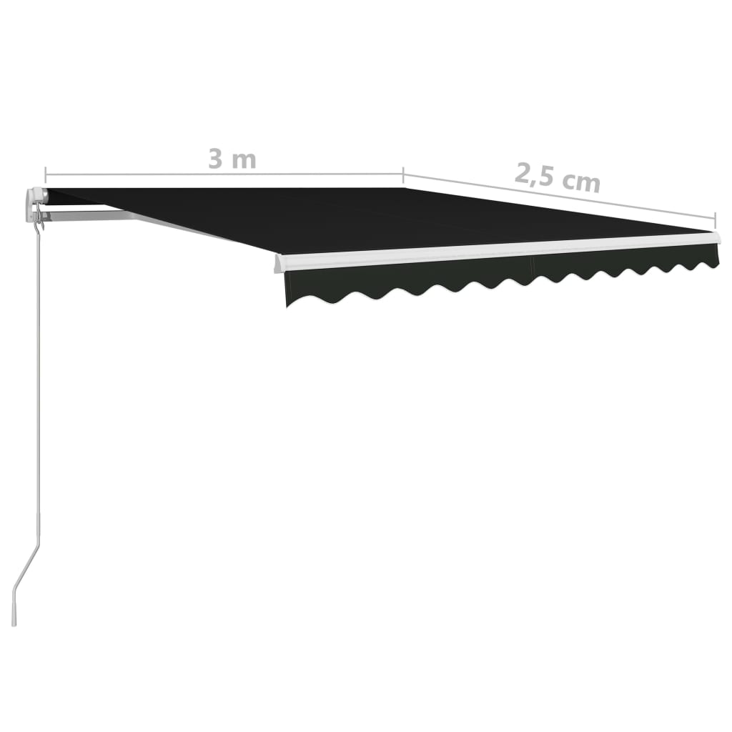 Manuaalisesti sisäänkelattava markiisi 300x250 cm antrasiitti - Sisustajankoti.fi