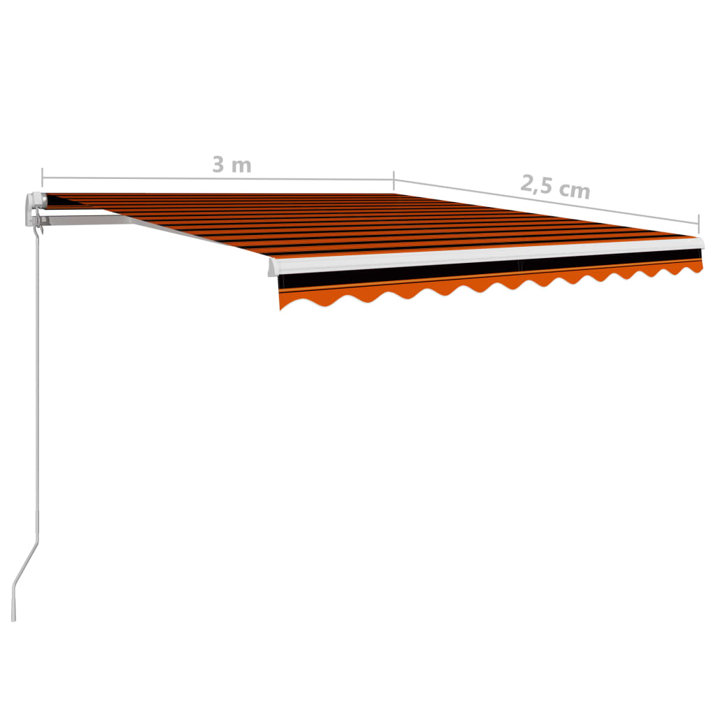 Manuaalisesti sisäänkelattava markiisi 300x250cm oranssi/ruskea - Sisustajankoti.fi