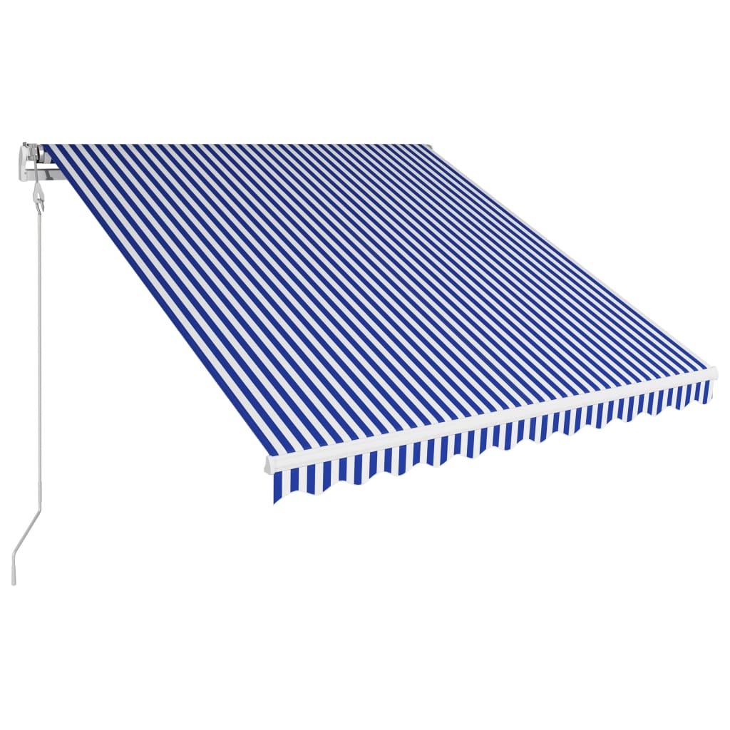 Automaattisesti sisäänkelattava markiisi 350x250 cm sin./valk. - Sisustajankoti.fi