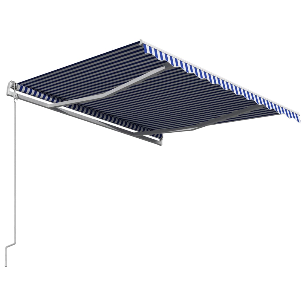 Automaattisesti sisäänkelattava markiisi 350x250 cm sin./valk. - Sisustajankoti.fi