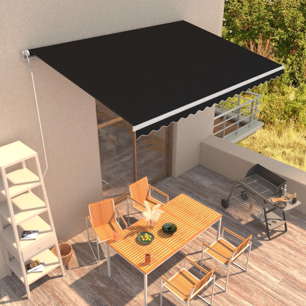 Automaattisesti sisäänkelattava markiisi 450x300 cm antrasiitti - Sisustajankoti.fi