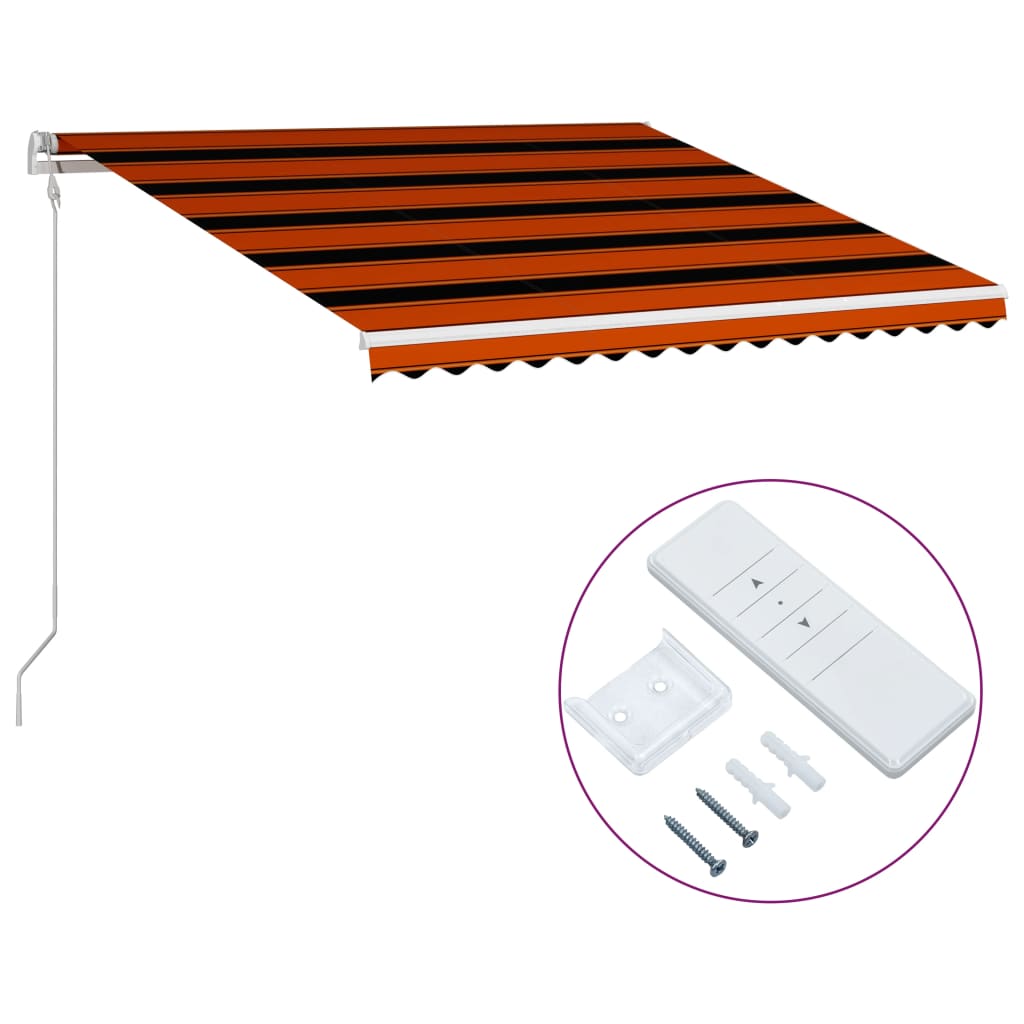 Automaattisesti kelautuva markiisi 450x300 cm oranssi/ruskea - Sisustajankoti.fi