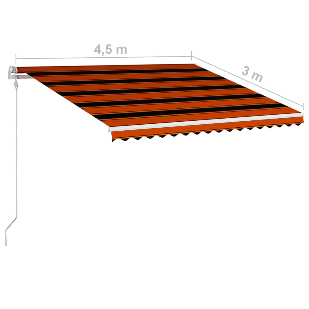 Automaattisesti kelautuva markiisi 450x300 cm oranssi/ruskea - Sisustajankoti.fi