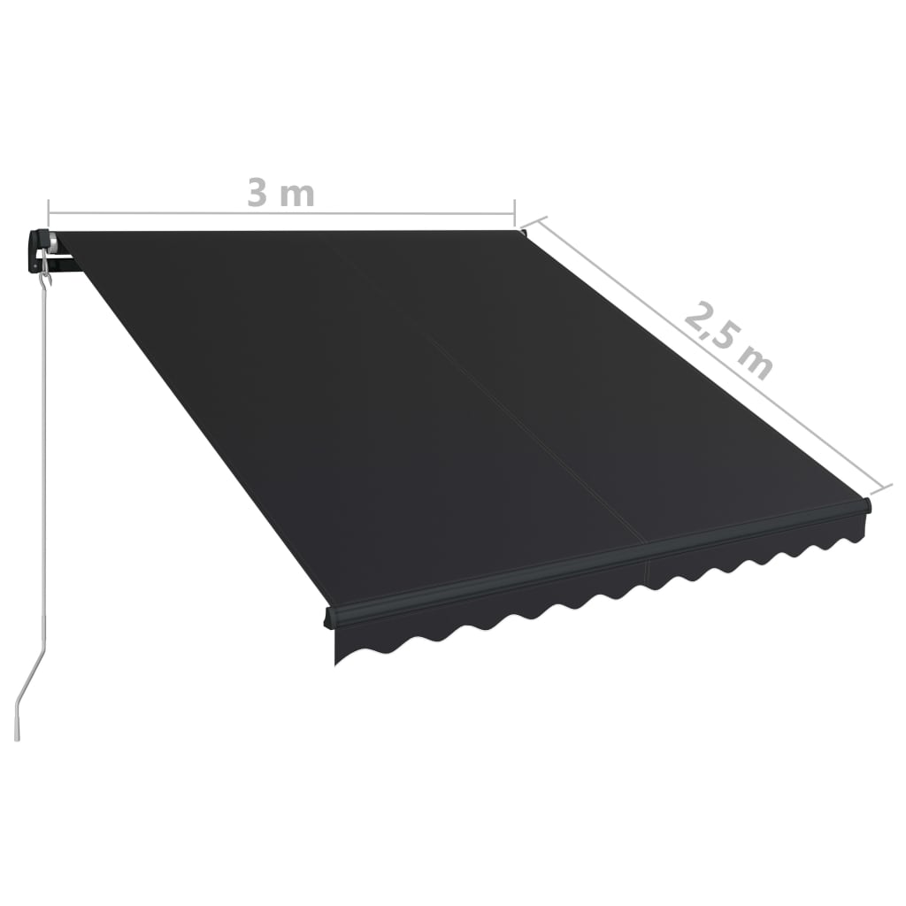 Manuaalisesti sisäänkelattava markiisi 300x250 cm antrasiitti - Sisustajankoti.fi