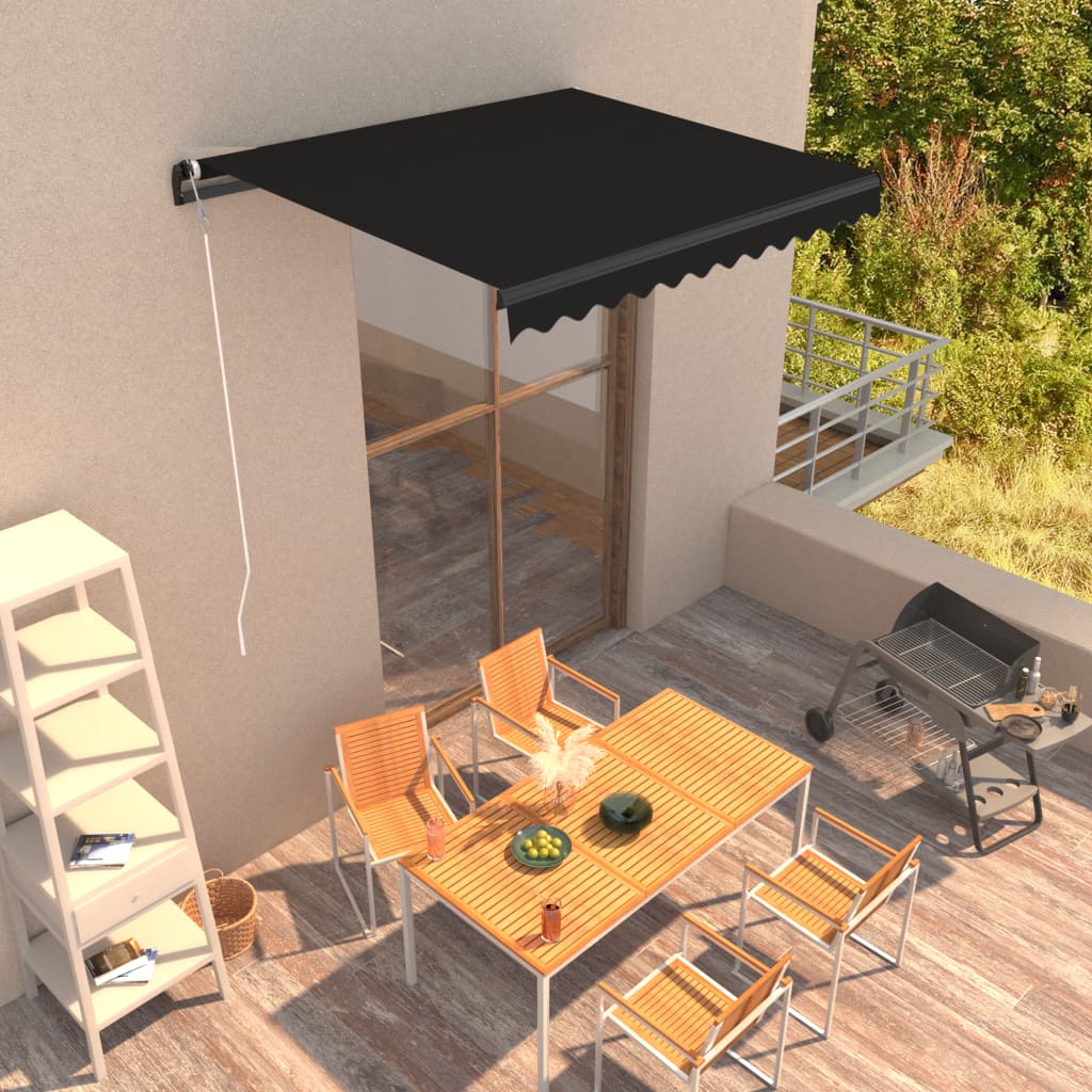 Manuaalisesti sisäänkelattava markiisi 300x250 cm antrasiitti - Sisustajankoti.fi