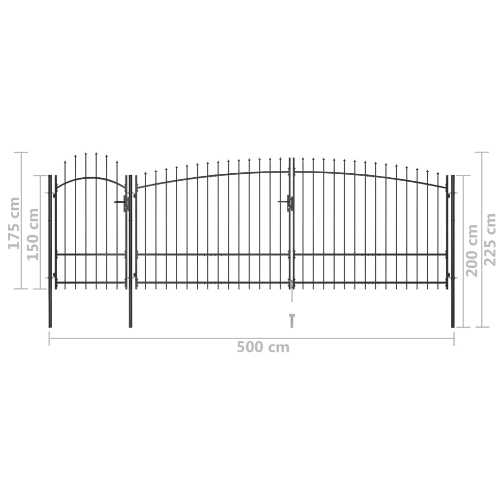 Puutarha-aidan portti keihäskärjillä 5x2,25 m musta - Sisustajankoti.fi