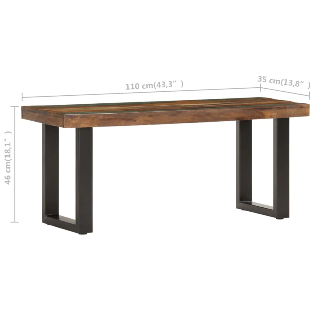 Penkki 110 cm uusiokäytetty puu ja teräs - Sisustajankoti.fi