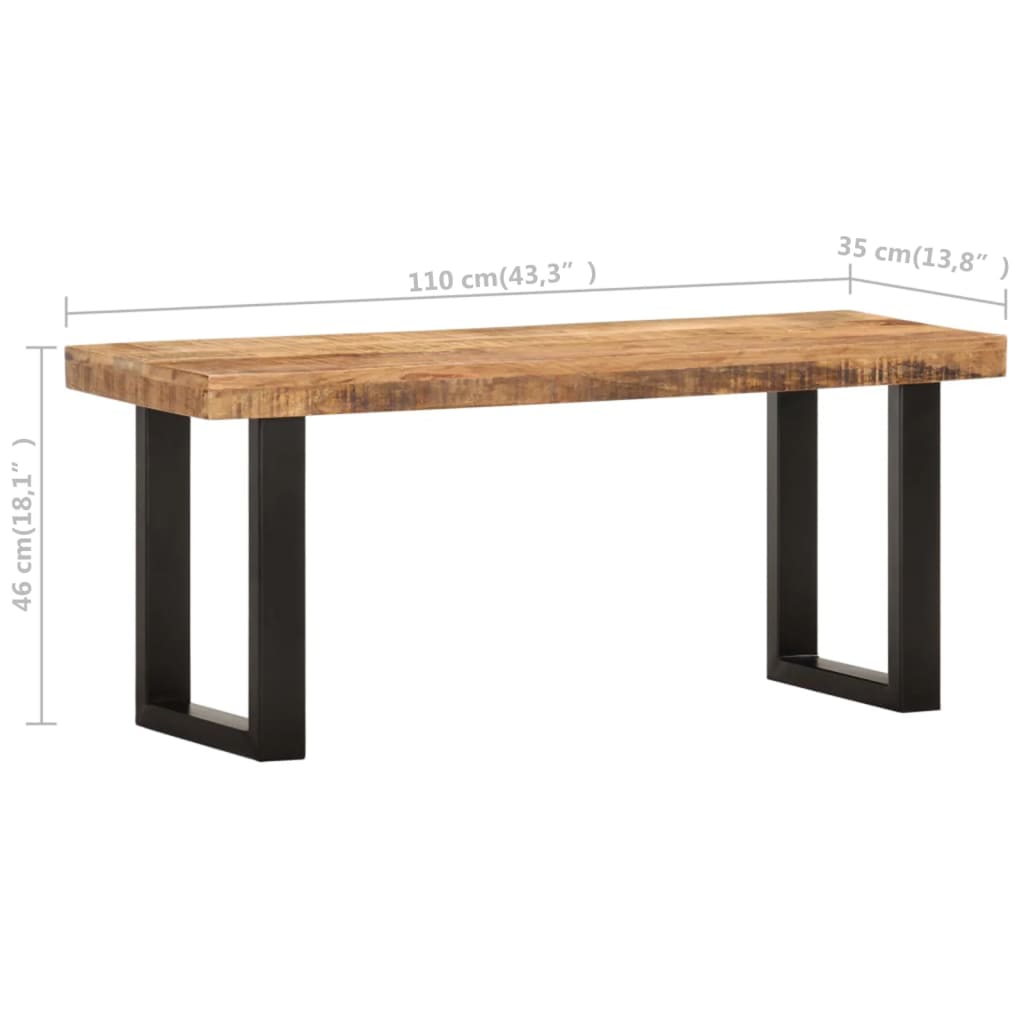Penkki 110 cm karkea mangopuu ja teräs - Sisustajankoti.fi