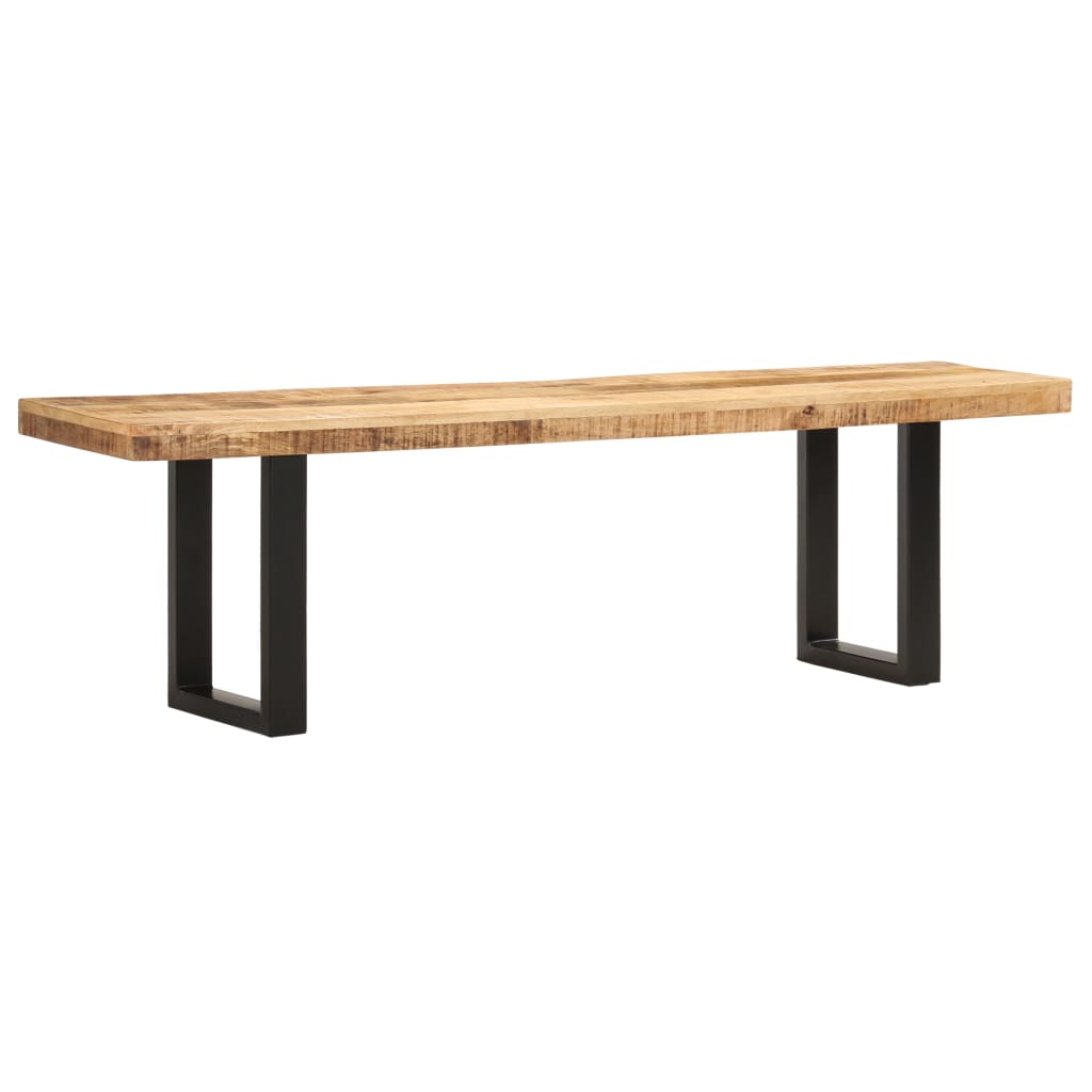 Penkki 160 cm karkea mangopuu ja teräs - Sisustajankoti.fi