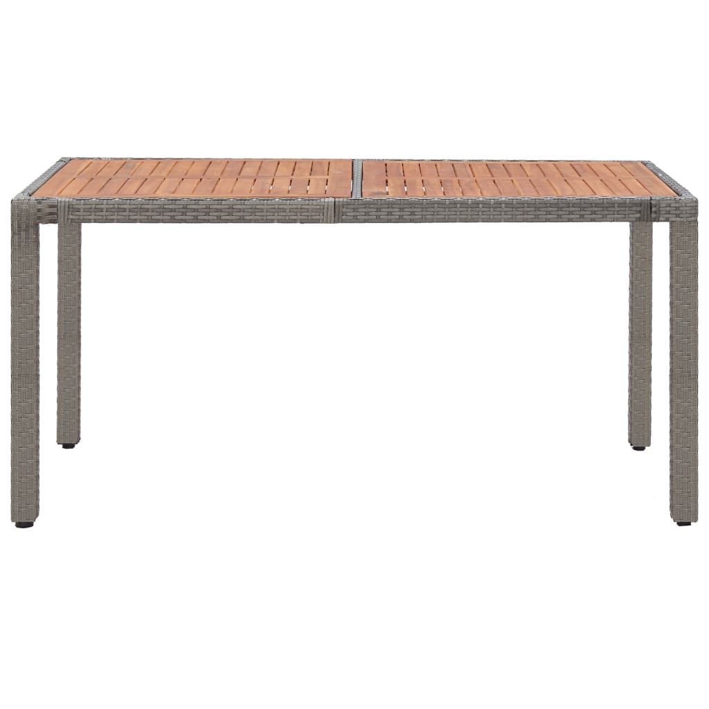 Puutarhapöytä harmaa 150x90x75 cm polyrottinki ja akaasiapuu - Sisustajankoti.fi