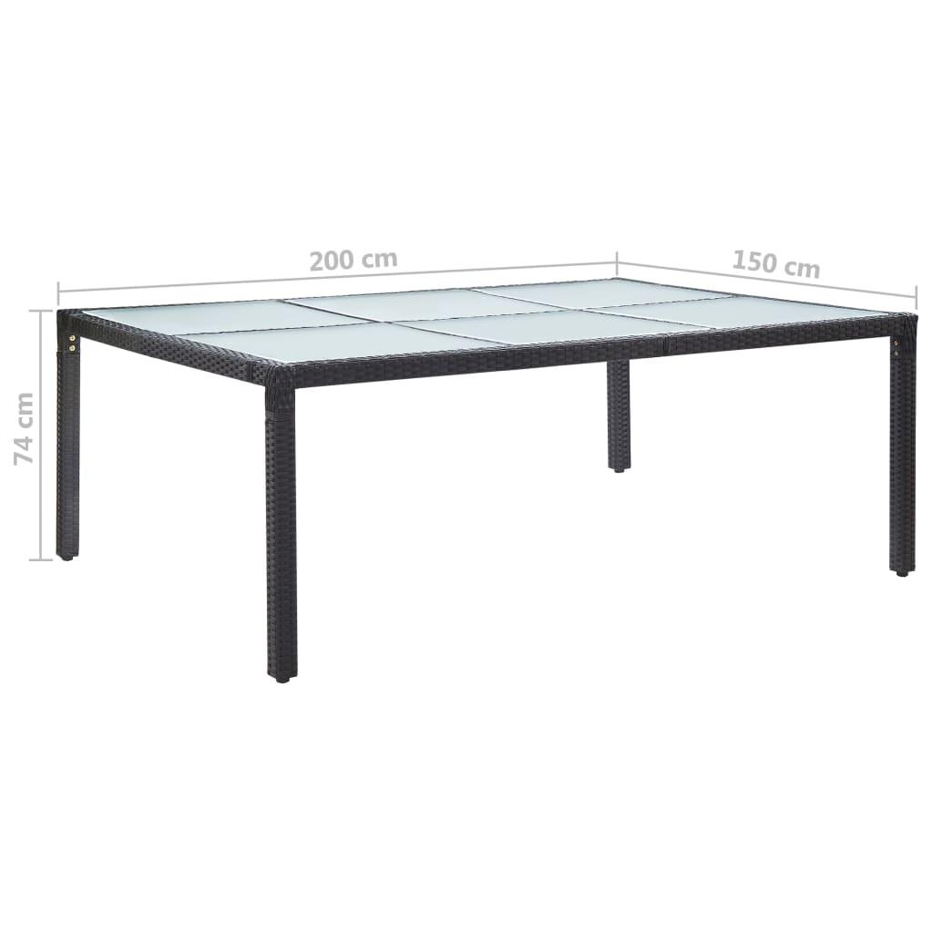 Ulkoruokapöytä musta 200x150x74 cm polyrottinki - Sisustajankoti.fi