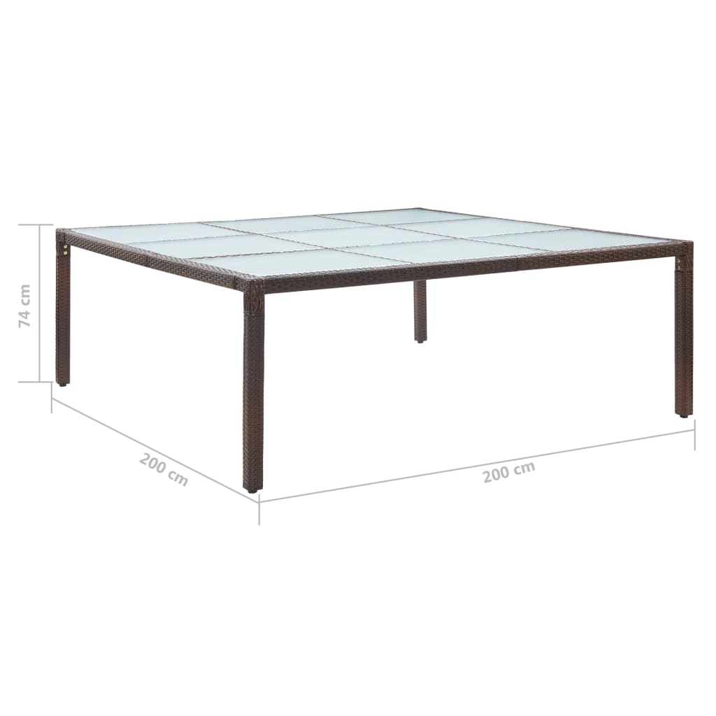 Puutarhan ruokapöytä ruskea 200x200x74 cm polyrottinki - Sisustajankoti.fi