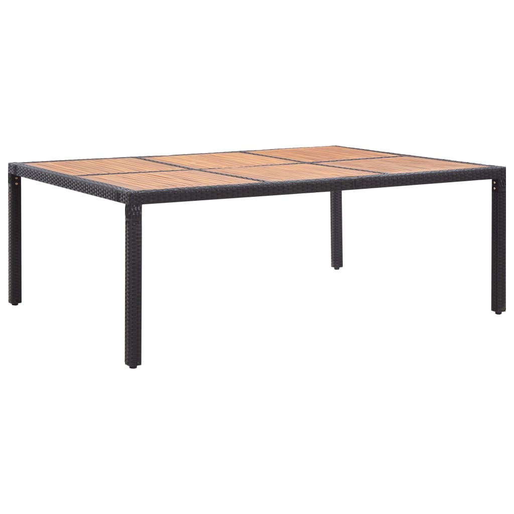 Puutarhapöytä musta 200x150x74 cm polyrottinki ja akaasiapuu - Sisustajankoti.fi