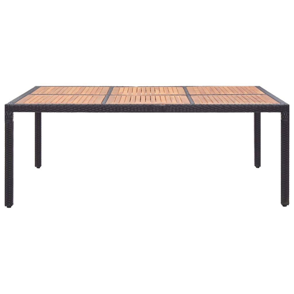 Puutarhapöytä musta 200x150x74 cm polyrottinki ja akaasiapuu - Sisustajankoti.fi