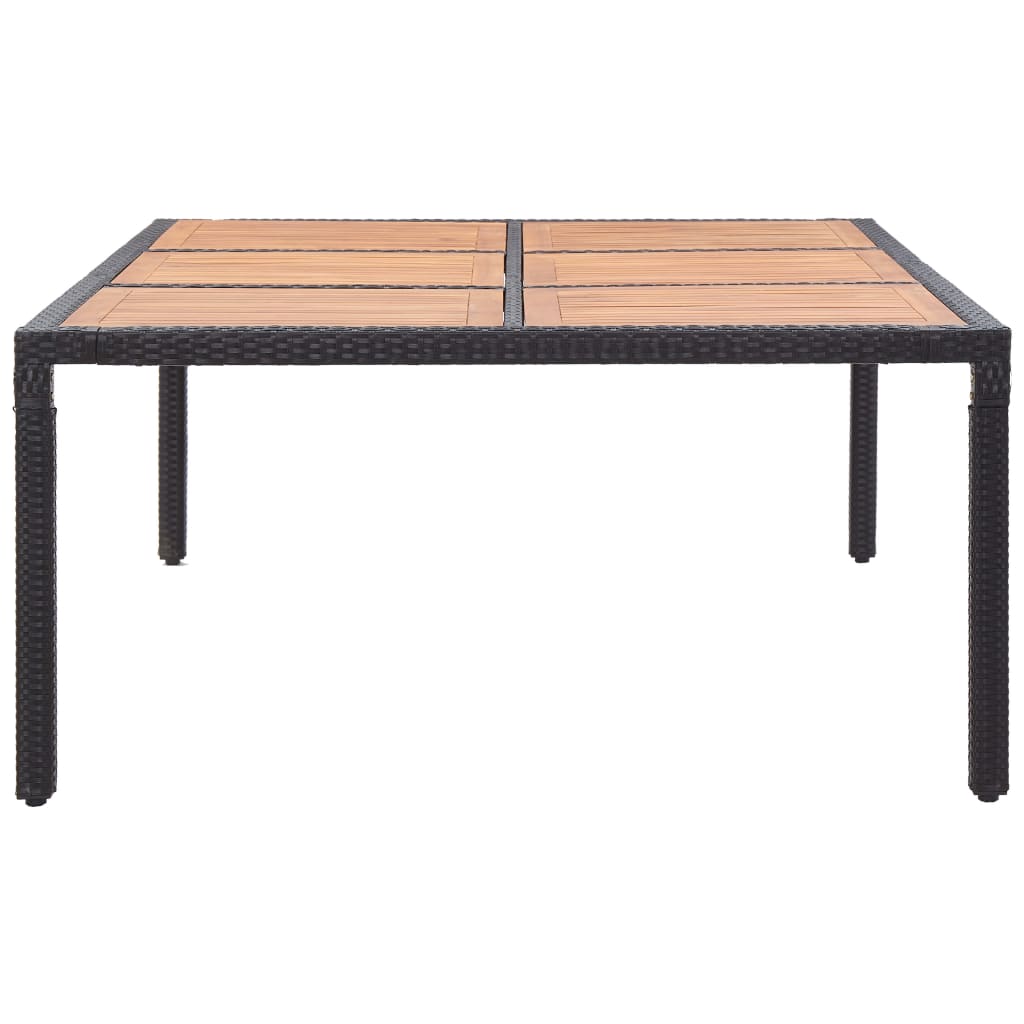 Puutarhapöytä musta 200x150x74 cm polyrottinki ja akaasiapuu - Sisustajankoti.fi