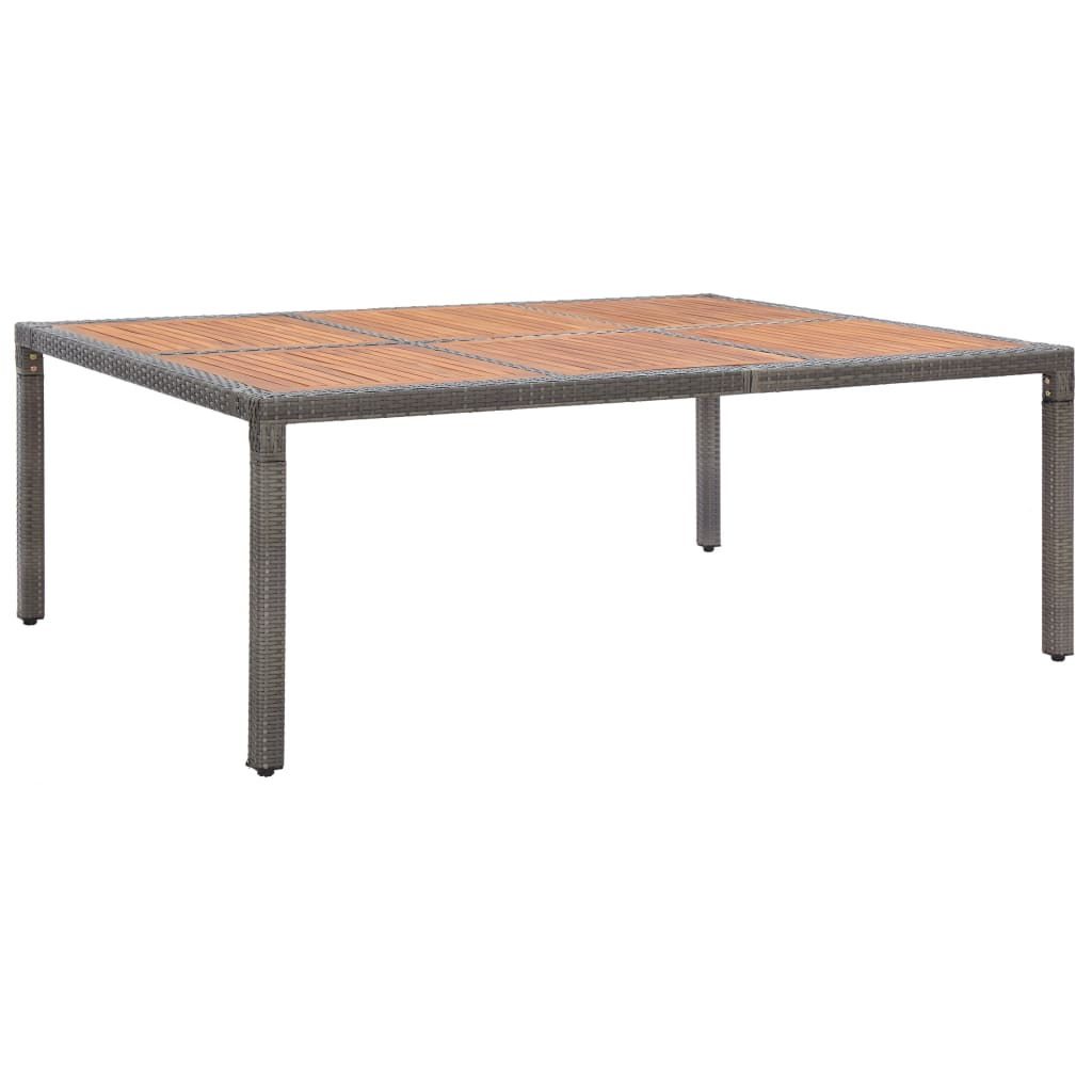 Puutarhapöytä harmaa 200x150x74 cm polyrottinki ja akaasiapuu - Sisustajankoti.fi