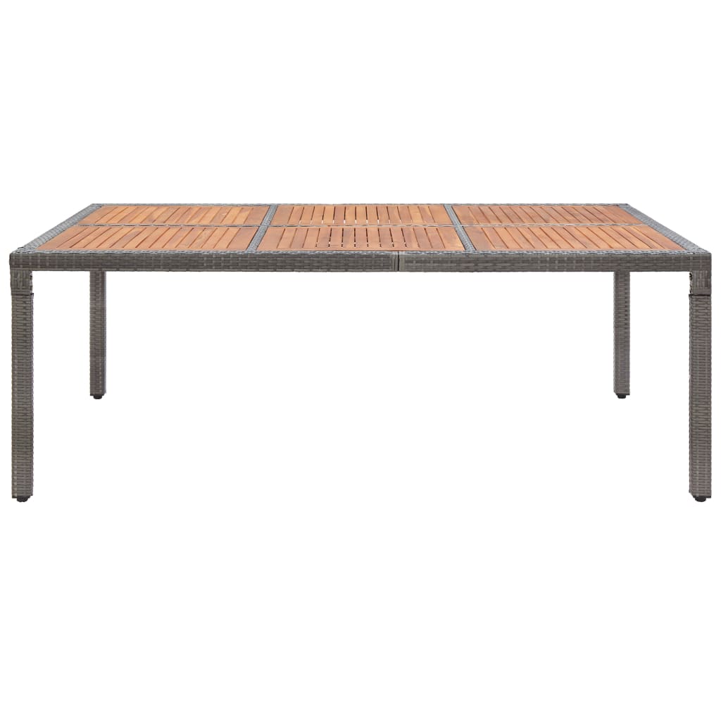 Puutarhapöytä harmaa 200x150x74 cm polyrottinki ja akaasiapuu - Sisustajankoti.fi