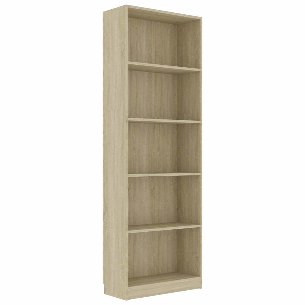5-tasoinen kirjahylly Sonoma-tammi 60x24x175 cm - Sisustajankoti.fi