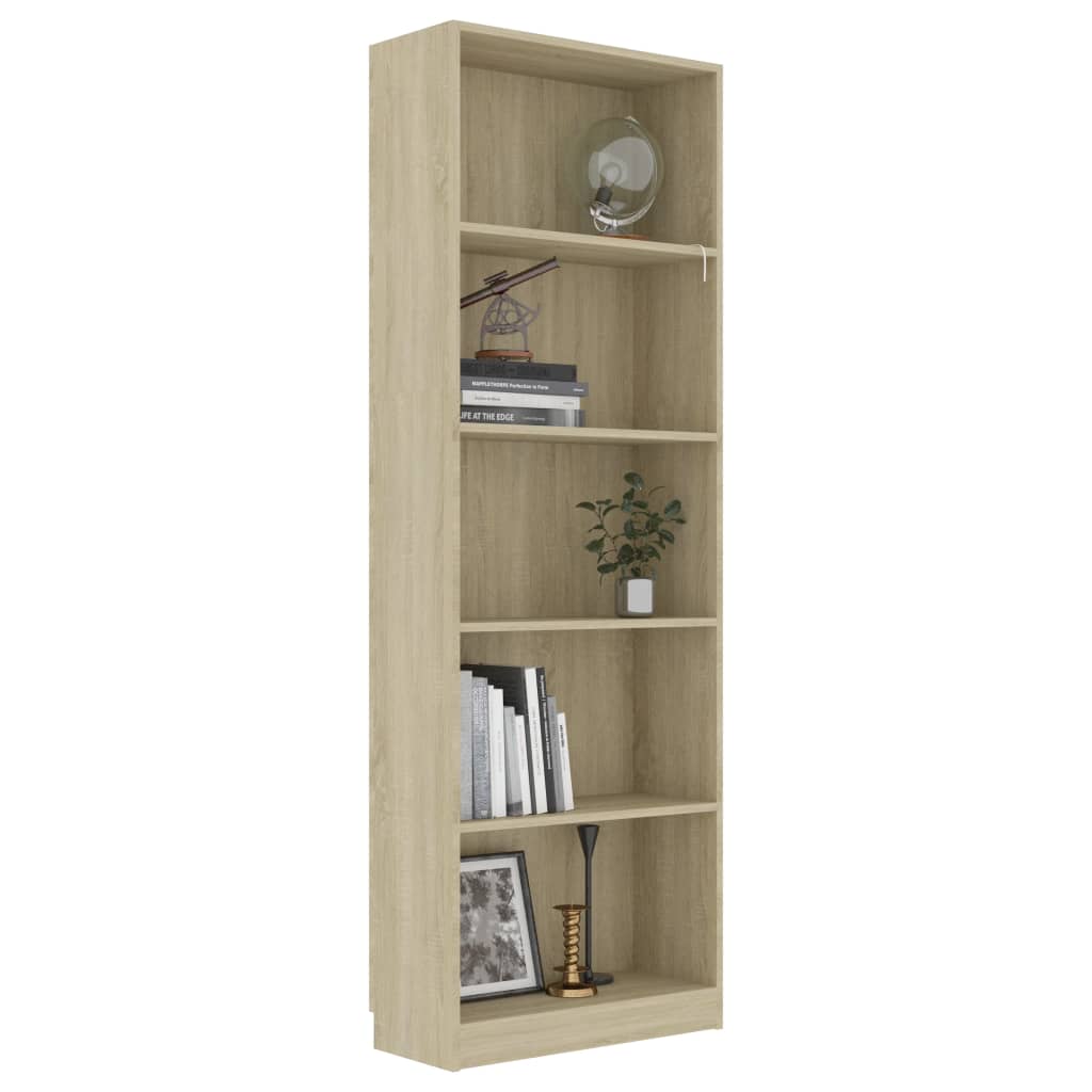 5-tasoinen kirjahylly Sonoma-tammi 60x24x175 cm - Sisustajankoti.fi