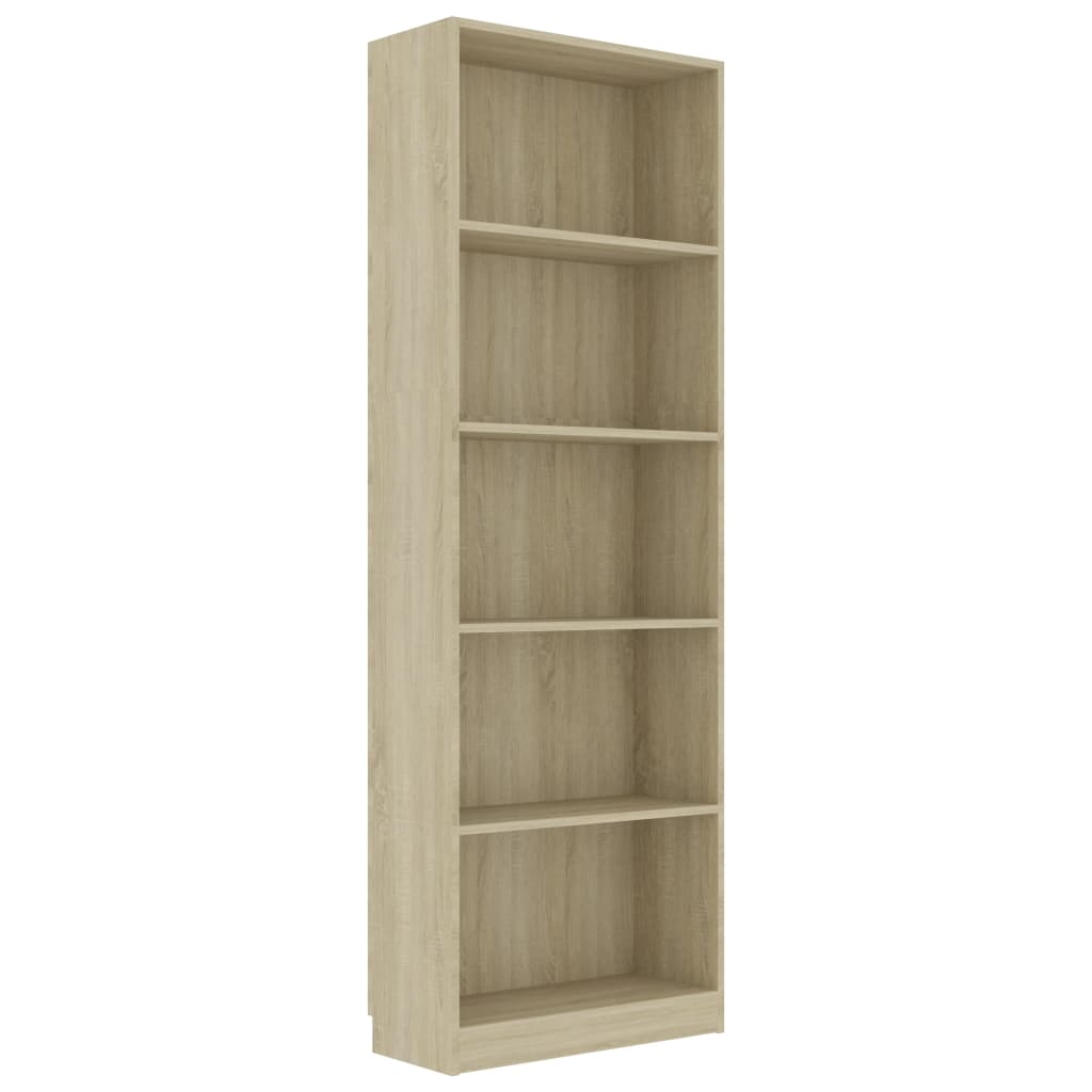 5-tasoinen kirjahylly Sonoma-tammi 60x24x175 cm - Sisustajankoti.fi