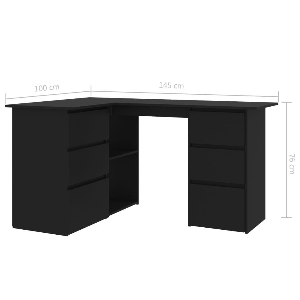 Kulmapöytä musta 145x100x76 cm - Sisustajankoti.fi