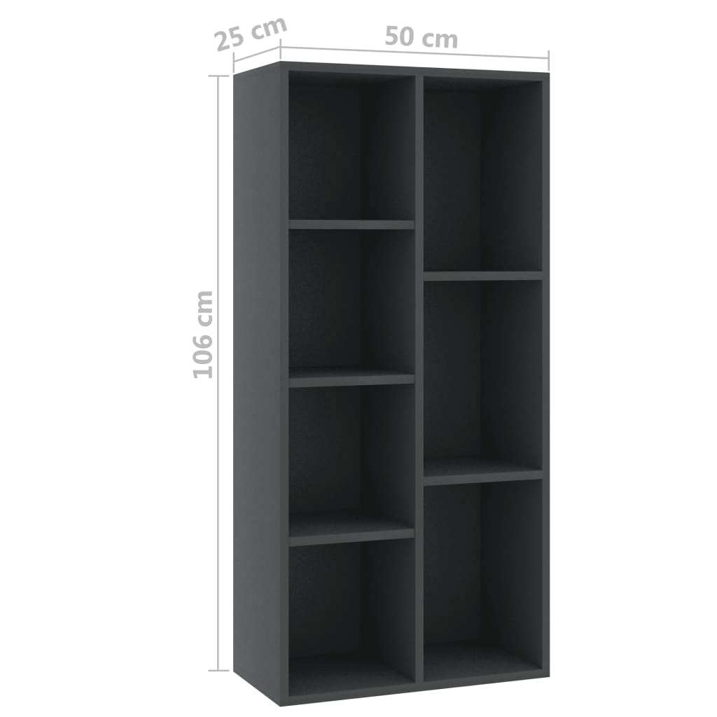 Kirjahylly harmaa 50x25x106 cm - Sisustajankoti.fi