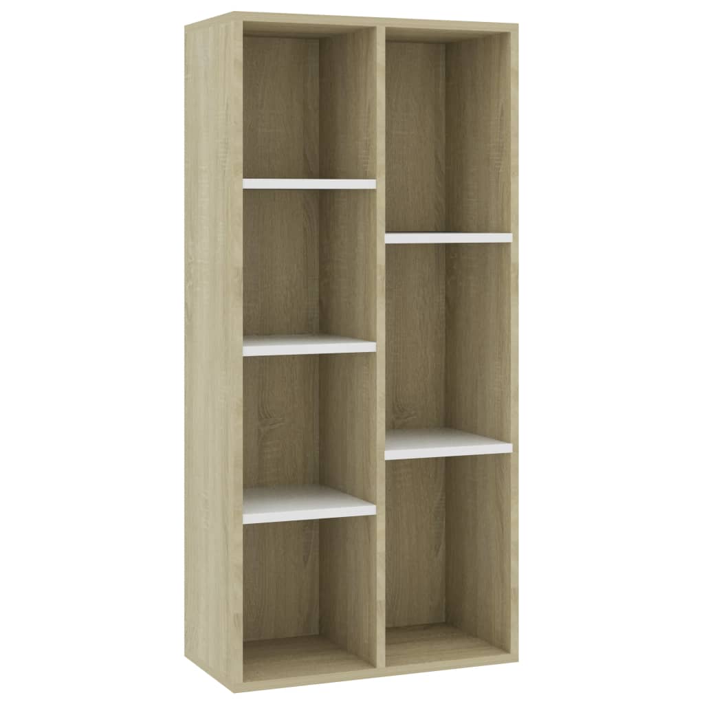 Kirjahylly valkoinen ja Sonoma-tammi 50x25x106 cm - Sisustajankoti.fi