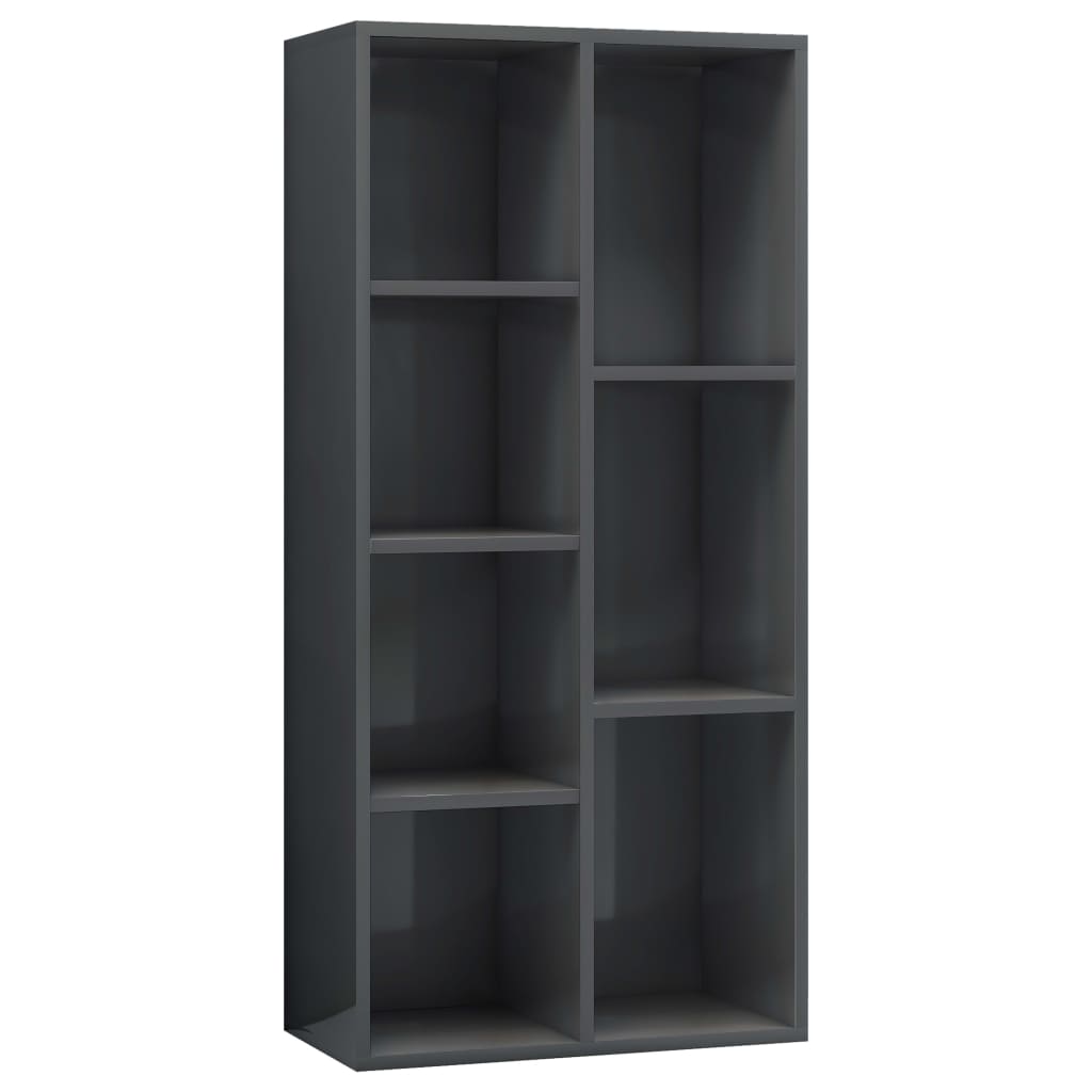 Kirjahylly korkeakiilto harmaa 50x25x106 cm - Sisustajankoti.fi