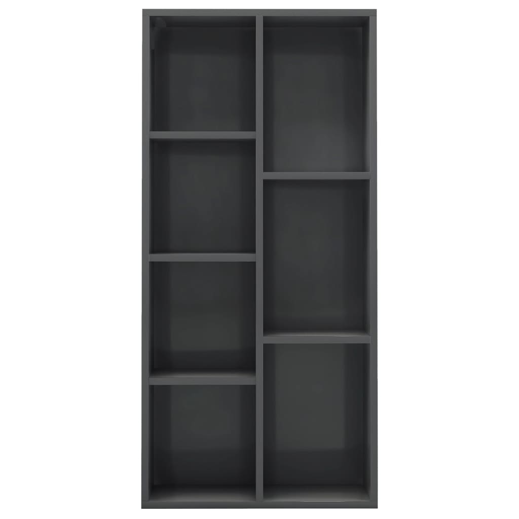 Kirjahylly korkeakiilto harmaa 50x25x106 cm - Sisustajankoti.fi