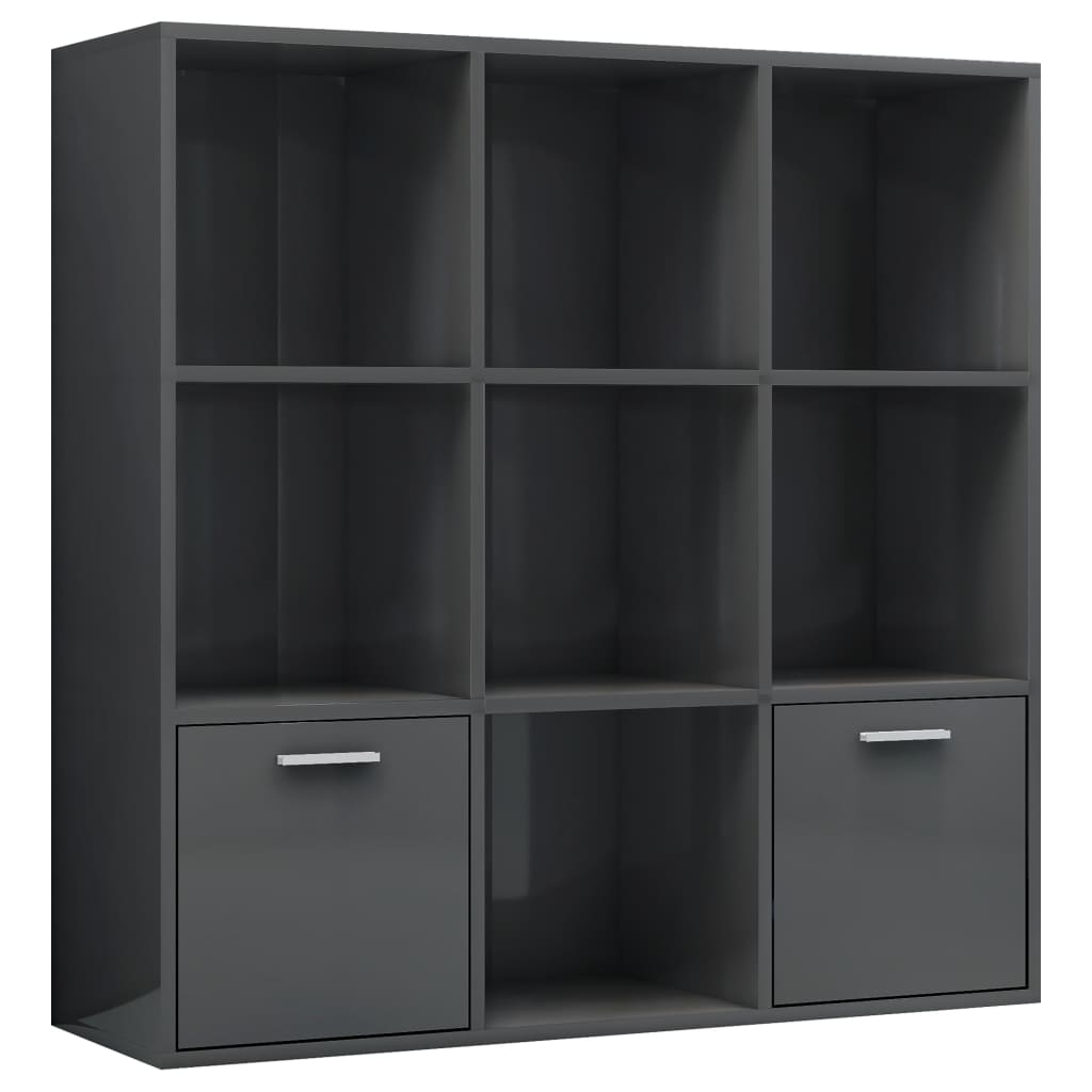 Kirjahylly korkeakiilto harmaa 98x30x98 cm - Sisustajankoti.fi