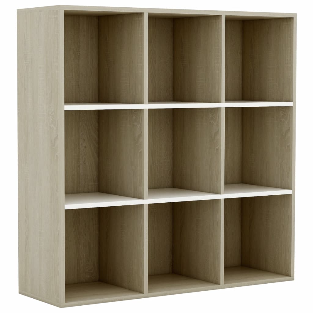 Kirjahylly valkoinen ja Sonoma-tammi 98x30x98 cm - Sisustajankoti.fi