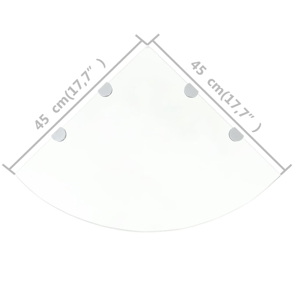 Kulmahyllyt 2 kpl kromisilla kiinnikkeillä kirkas lasi 45x45 cm - Sisustajankoti.fi