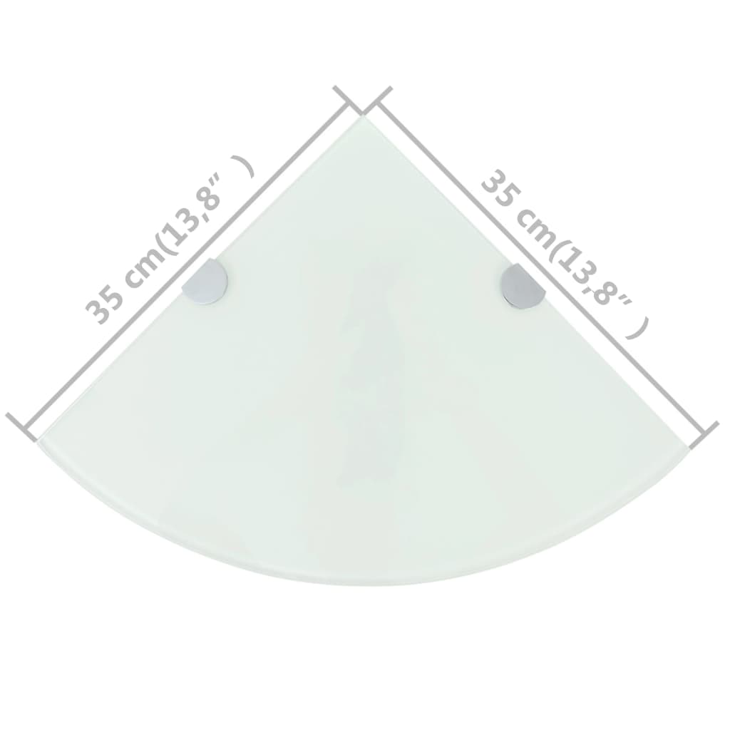 Kulmahyllyt 2 kpl kromisilla kiinnikkeillä valk. lasi 35x35 cm - Sisustajankoti.fi