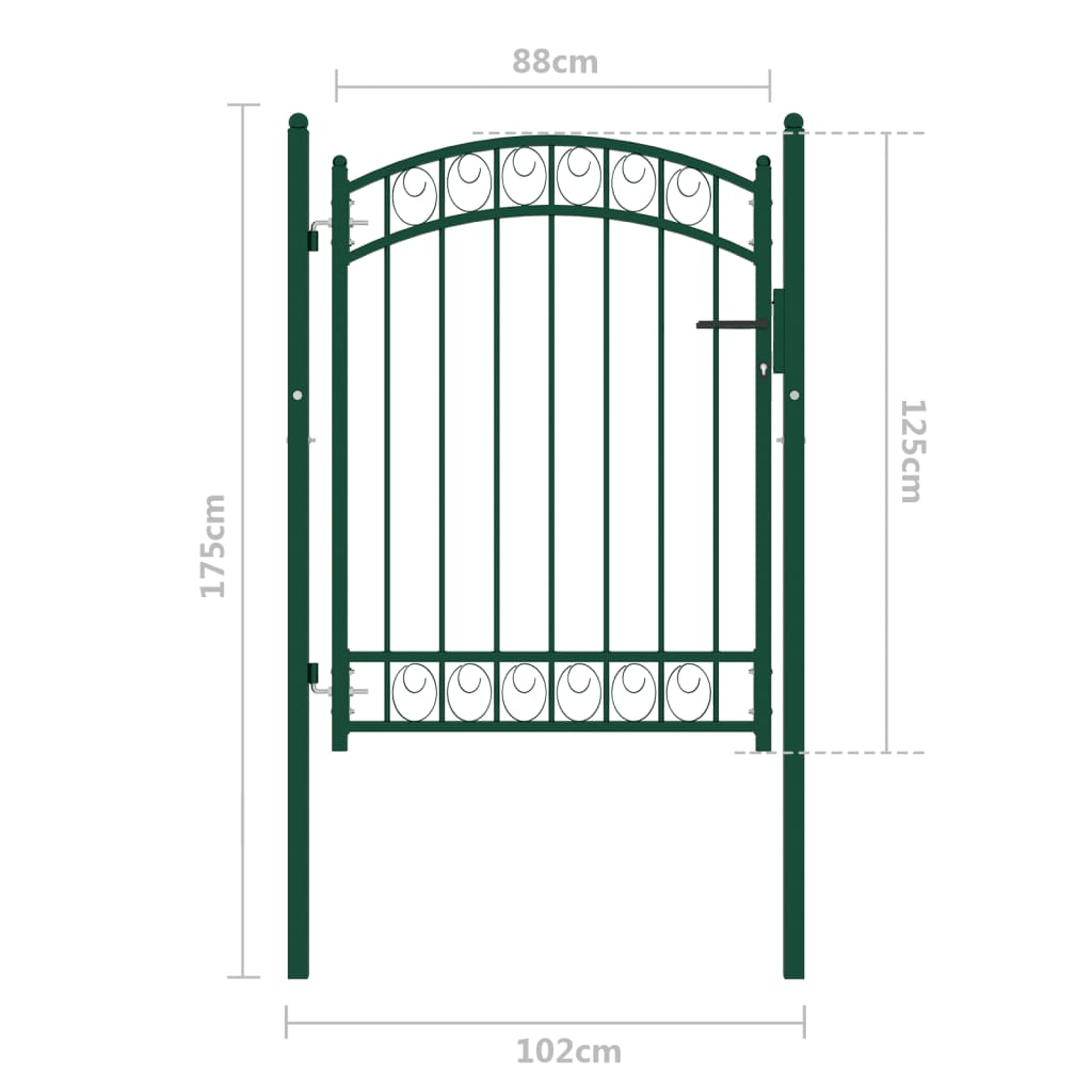 Puutarhaportti kaarella teräs 100x125 cm vihreä - Sisustajankoti.fi