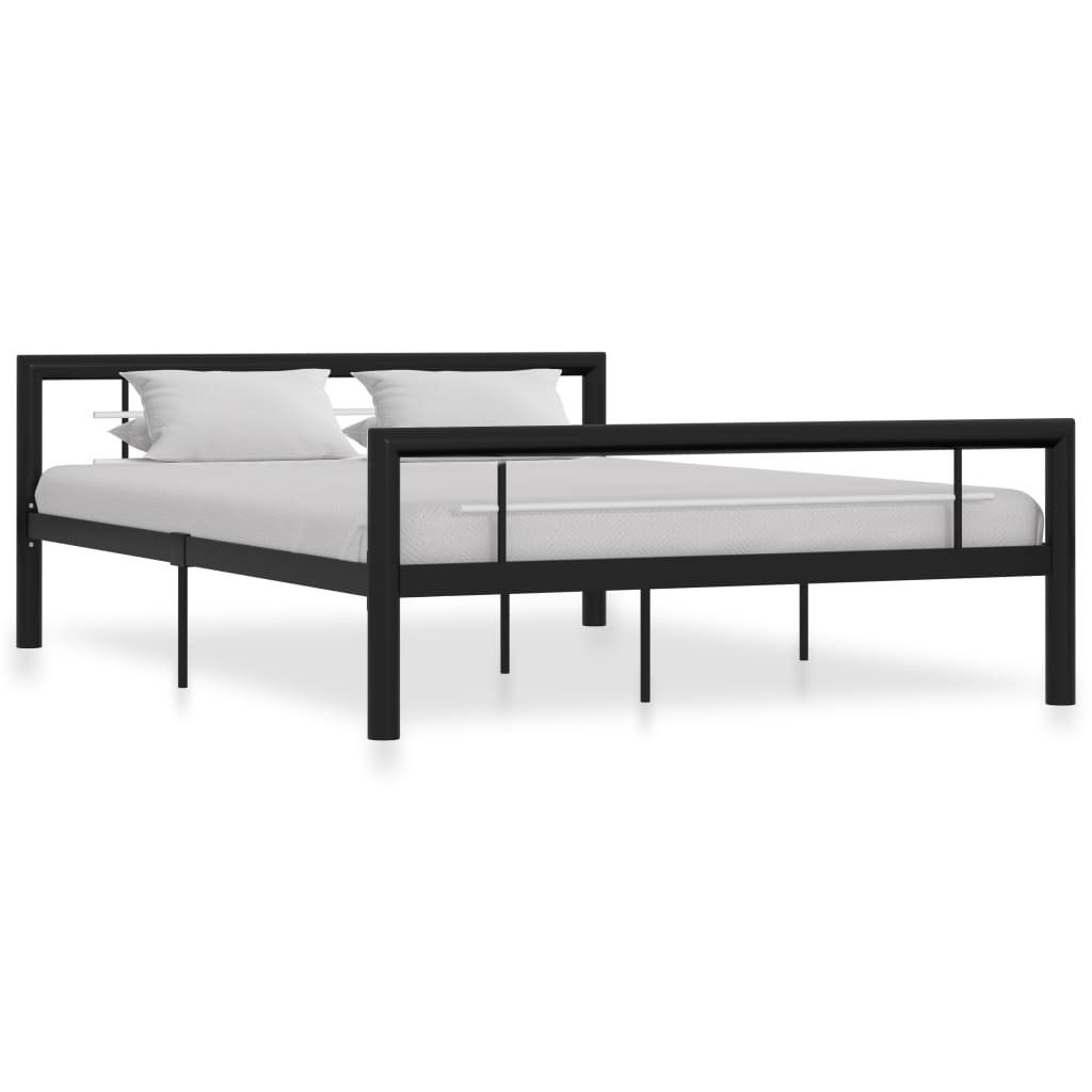 Sängynrunko musta ja valkoinen metalli 120x200 cm - Sisustajankoti.fi