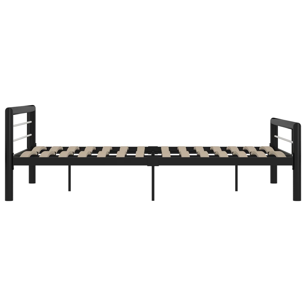 Sängynrunko musta ja valkoinen metalli 120x200 cm - Sisustajankoti.fi