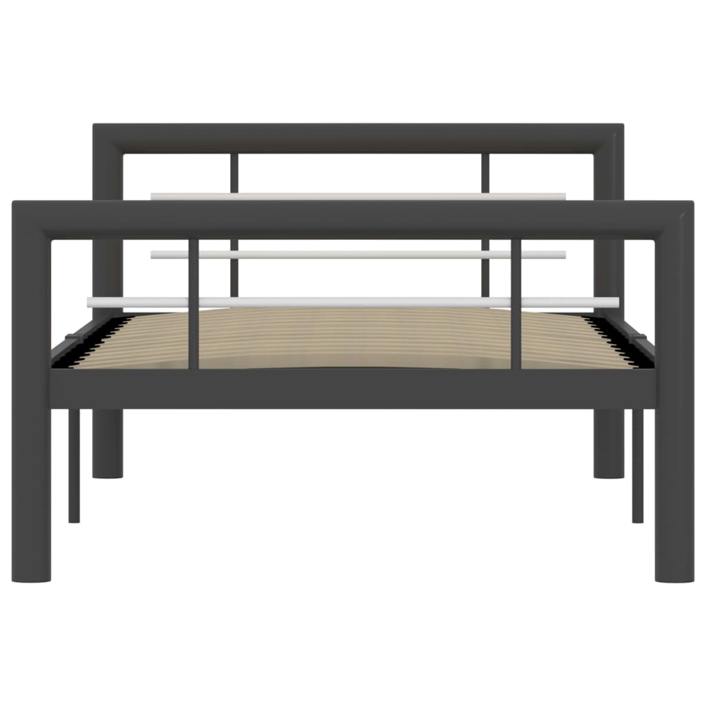 Sängynrunko harmaa ja valkoinen metalli 90x200 cm - Sisustajankoti.fi