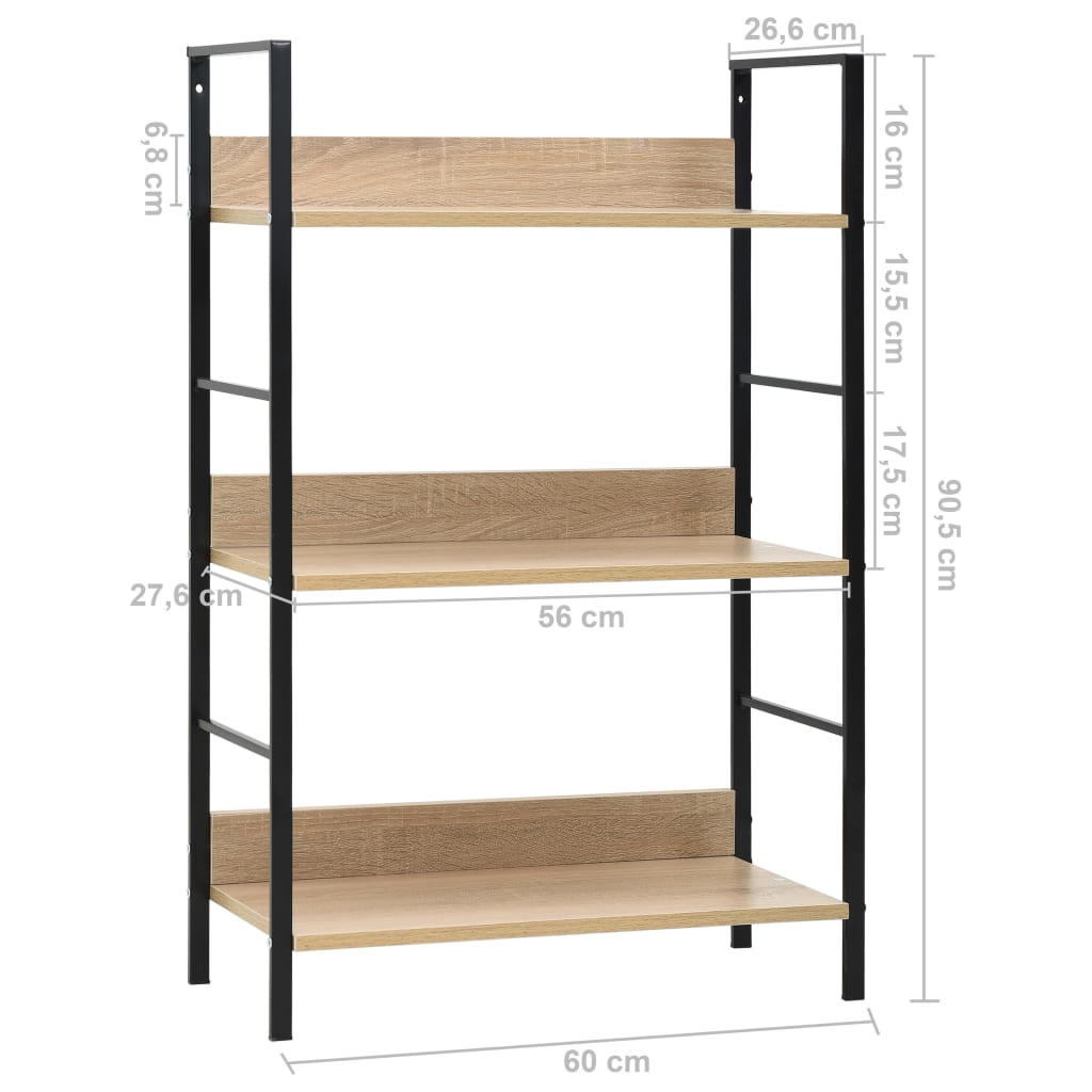 3-tasoinen kirjahylly tammi 60x27,6x90,5 cm - Sisustajankoti.fi