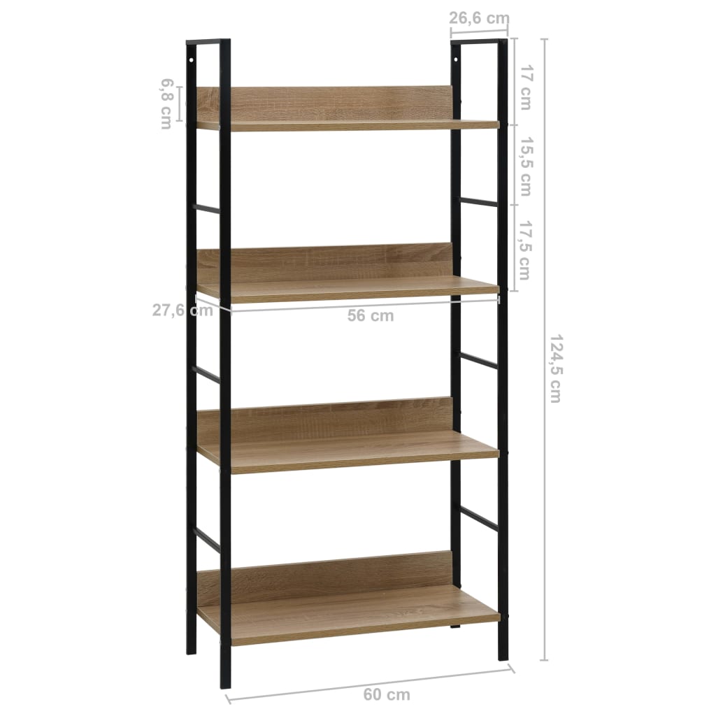 4-tasoinen kirjahylly tammi 60x27,6x124,5 cm - Sisustajankoti.fi