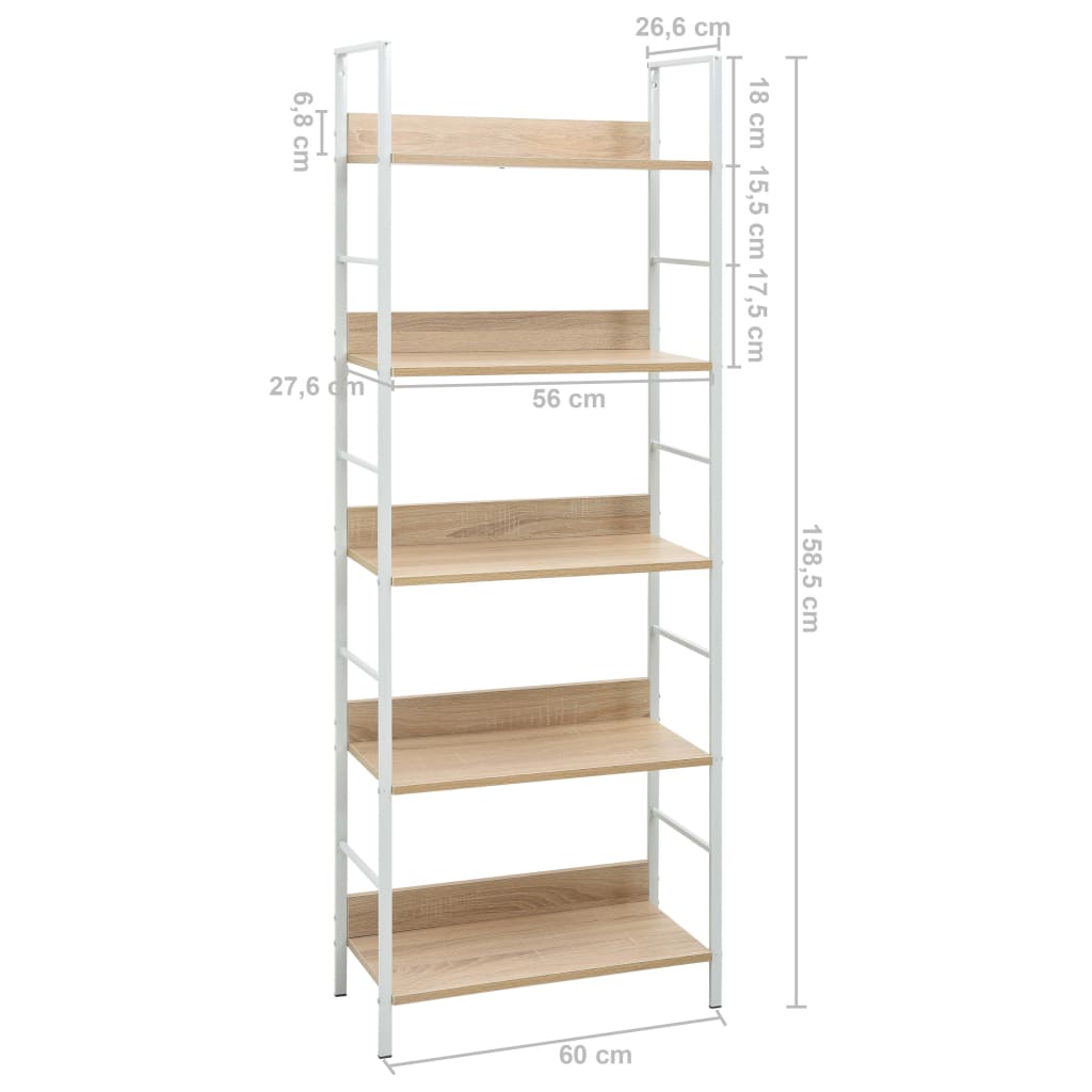 5-tasoinen kirjahylly tammi 60x27,6x158,5 cm - Sisustajankoti.fi