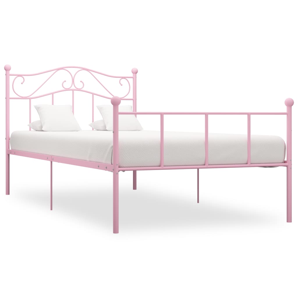 Sängynrunko pinkki metalli 90x200 cm - Sisustajankoti.fi