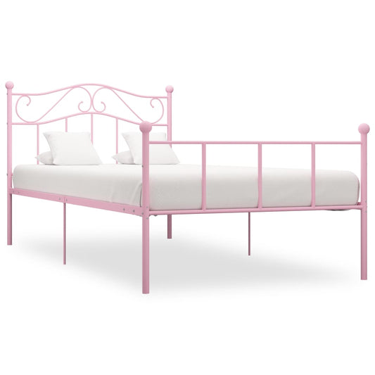 Sängynrunko pinkki metalli 90x200 cm - Sisustajankoti.fi