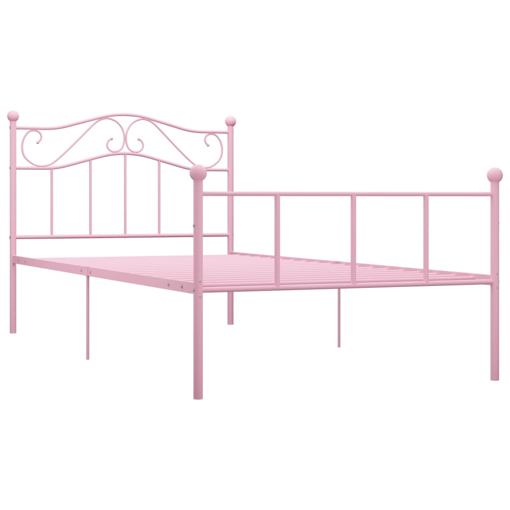 Sängynrunko pinkki metalli 90x200 cm - Sisustajankoti.fi