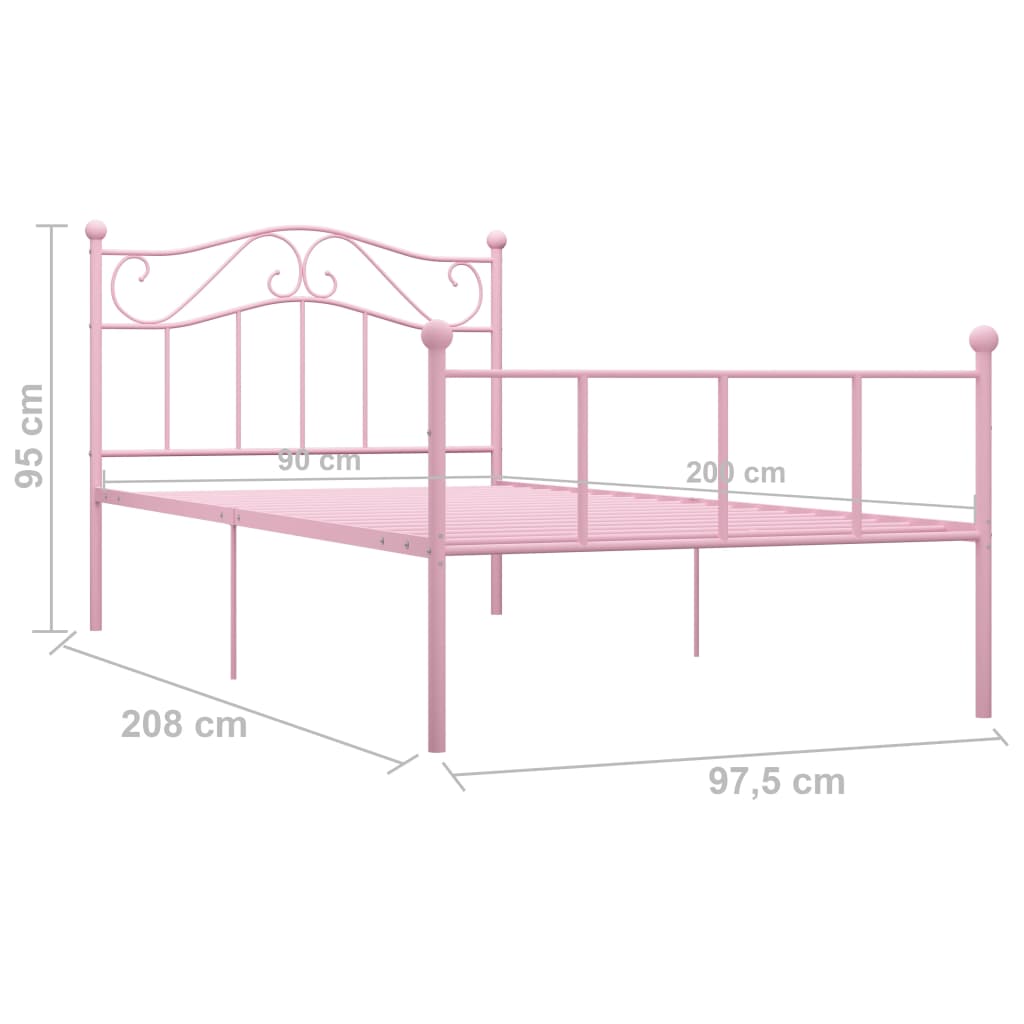 Sängynrunko pinkki metalli 90x200 cm - Sisustajankoti.fi
