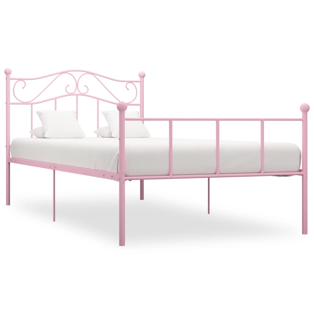 Sängynrunko pinkki metalli 100x200 cm - Sisustajankoti.fi